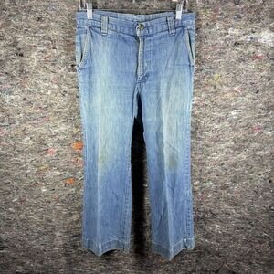 Vintage His Denim Pants Mens 31x27 Blue Straight Faded Workwear Distressed‎ 90s